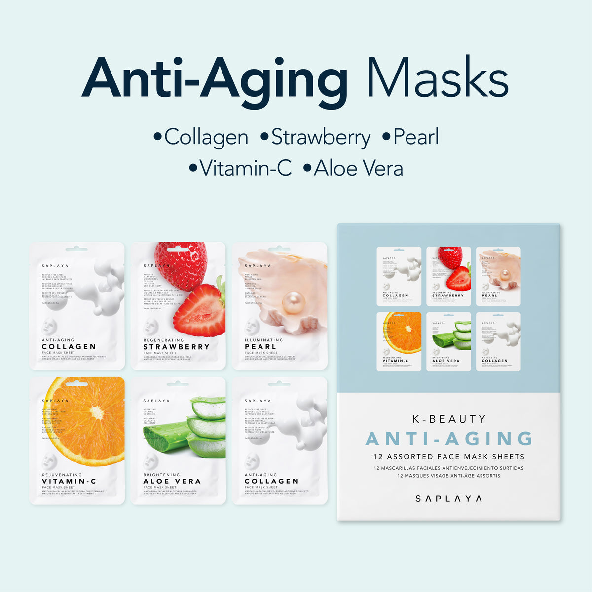 Saplaya - K-Beauty Anti-Aging 12pc Face Mask Pack