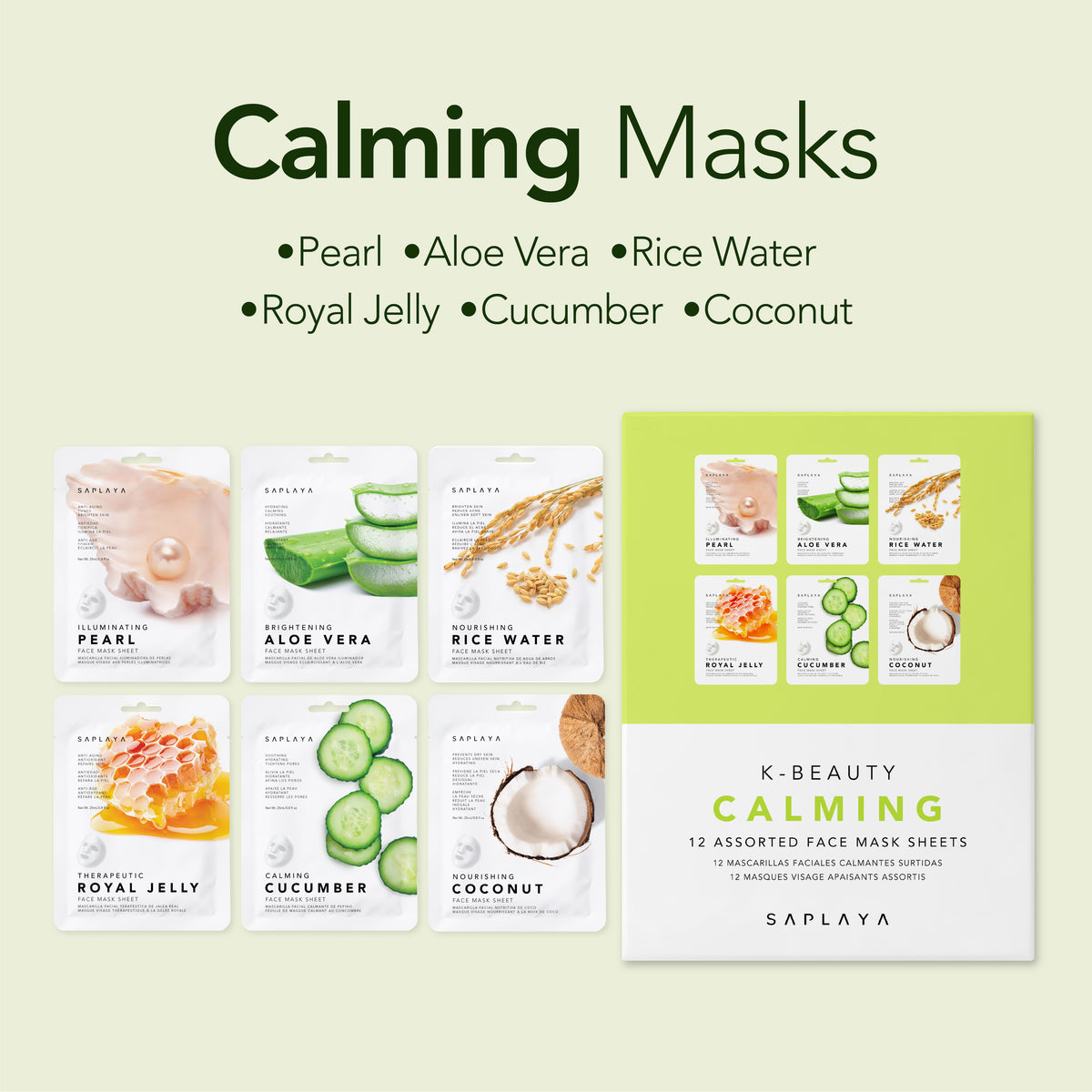 Saplaya - K-Beauty Calming 12pc Face Mask Pack
