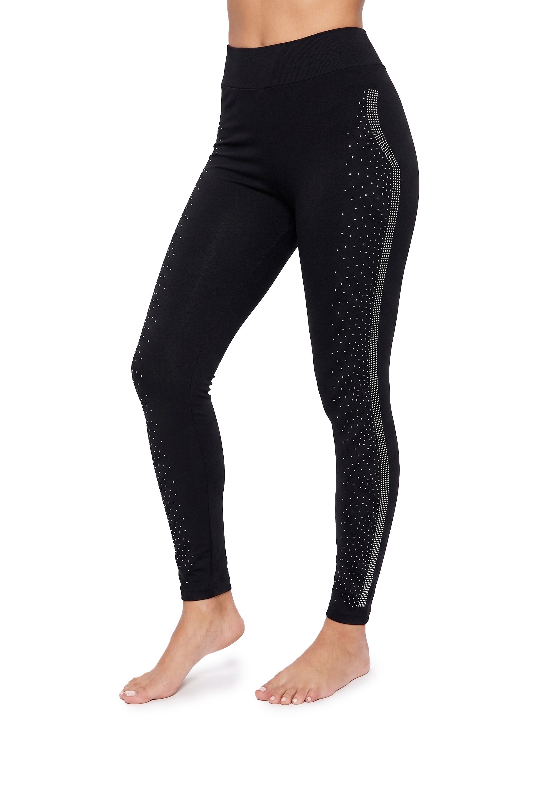 Leggings Rhinestone Studded Lines 1