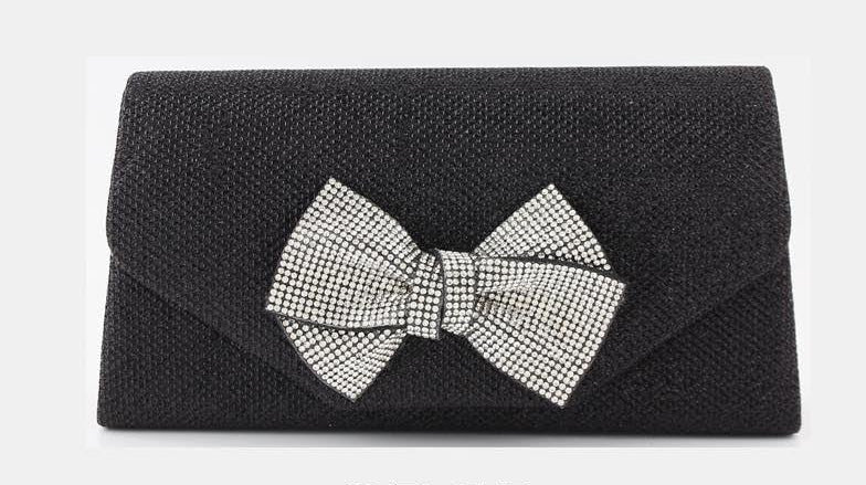Rhinestone Bow Evening Bag