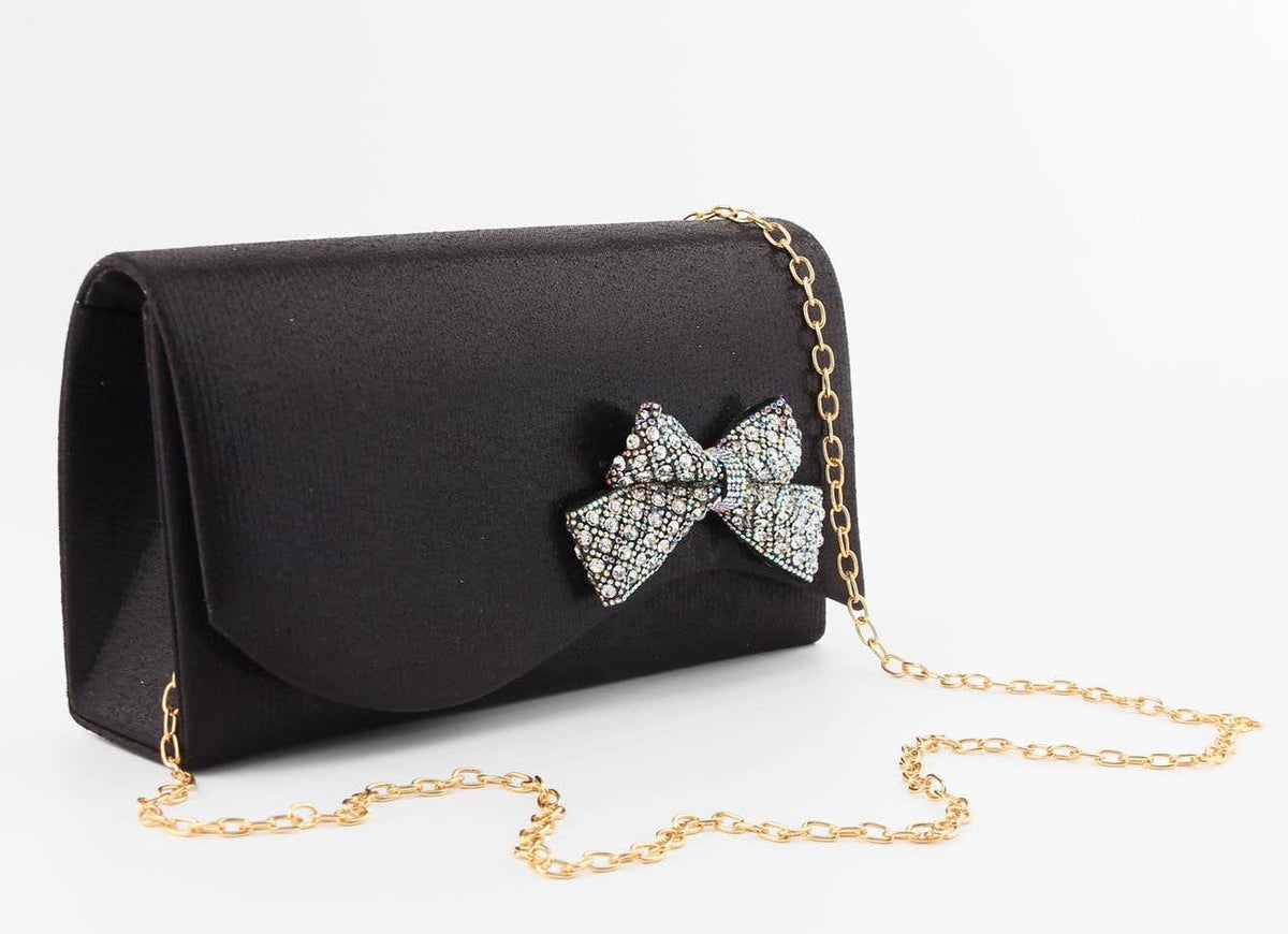Asymmetric Rhinestone Bow Evening Bag