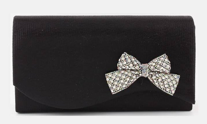 Asymmetric Rhinestone Bow Evening Bag