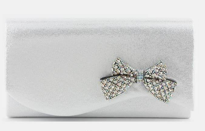 Asymmetric Rhinestone Bow Evening Bag
