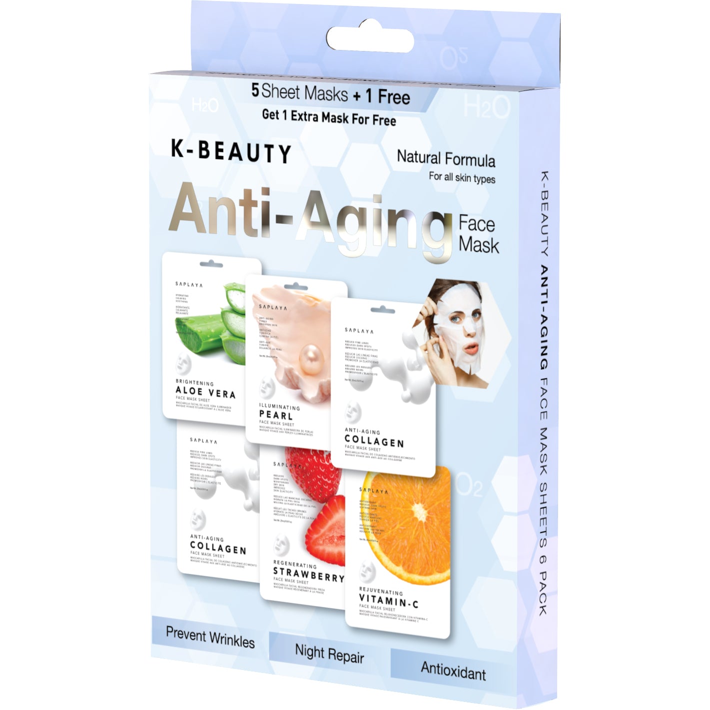 K-Beauty 6-Pack Face Mask Sheets | Anti-Aging