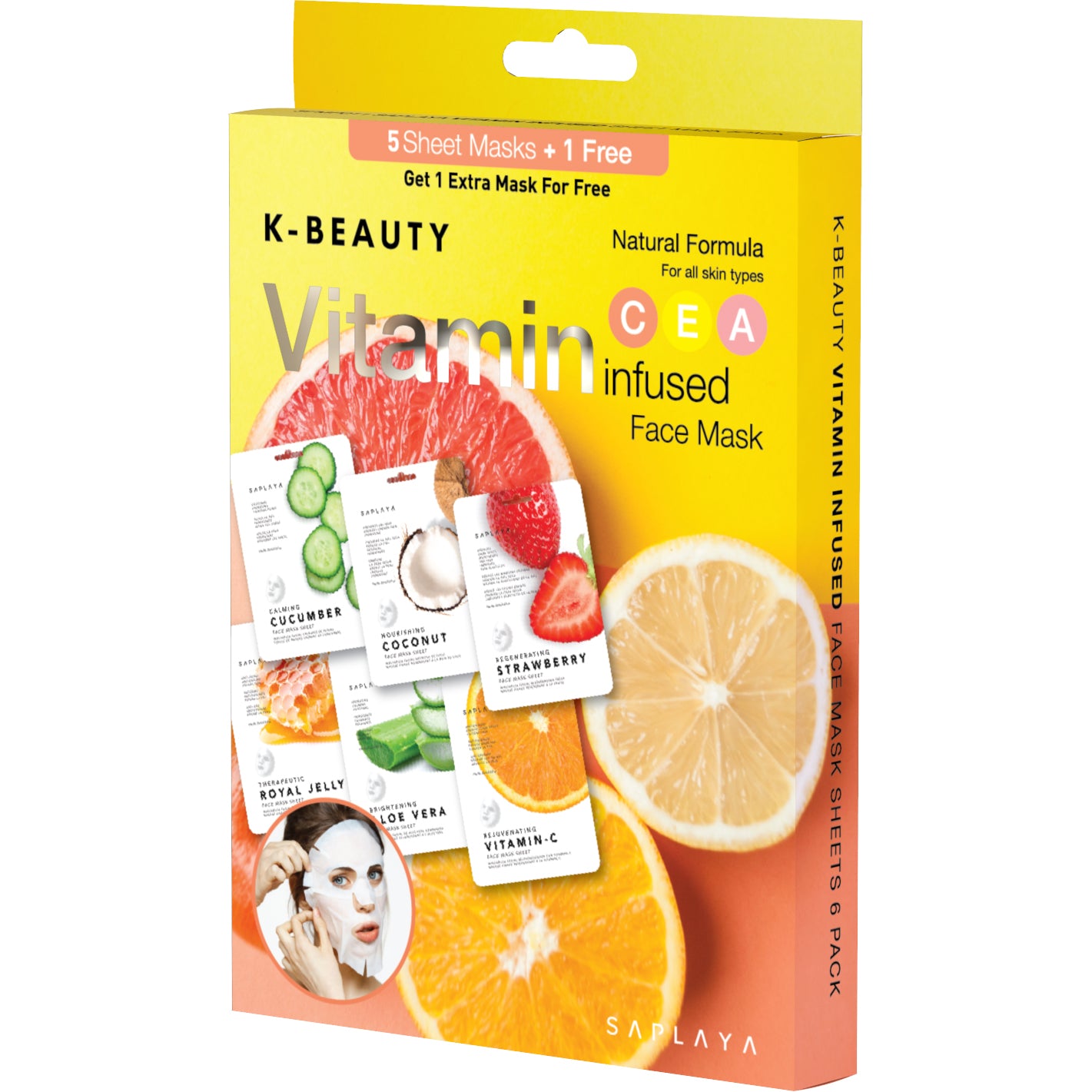 Saplaya - K-Beauty 6-Pack Face Mask Sheets | Vitamin