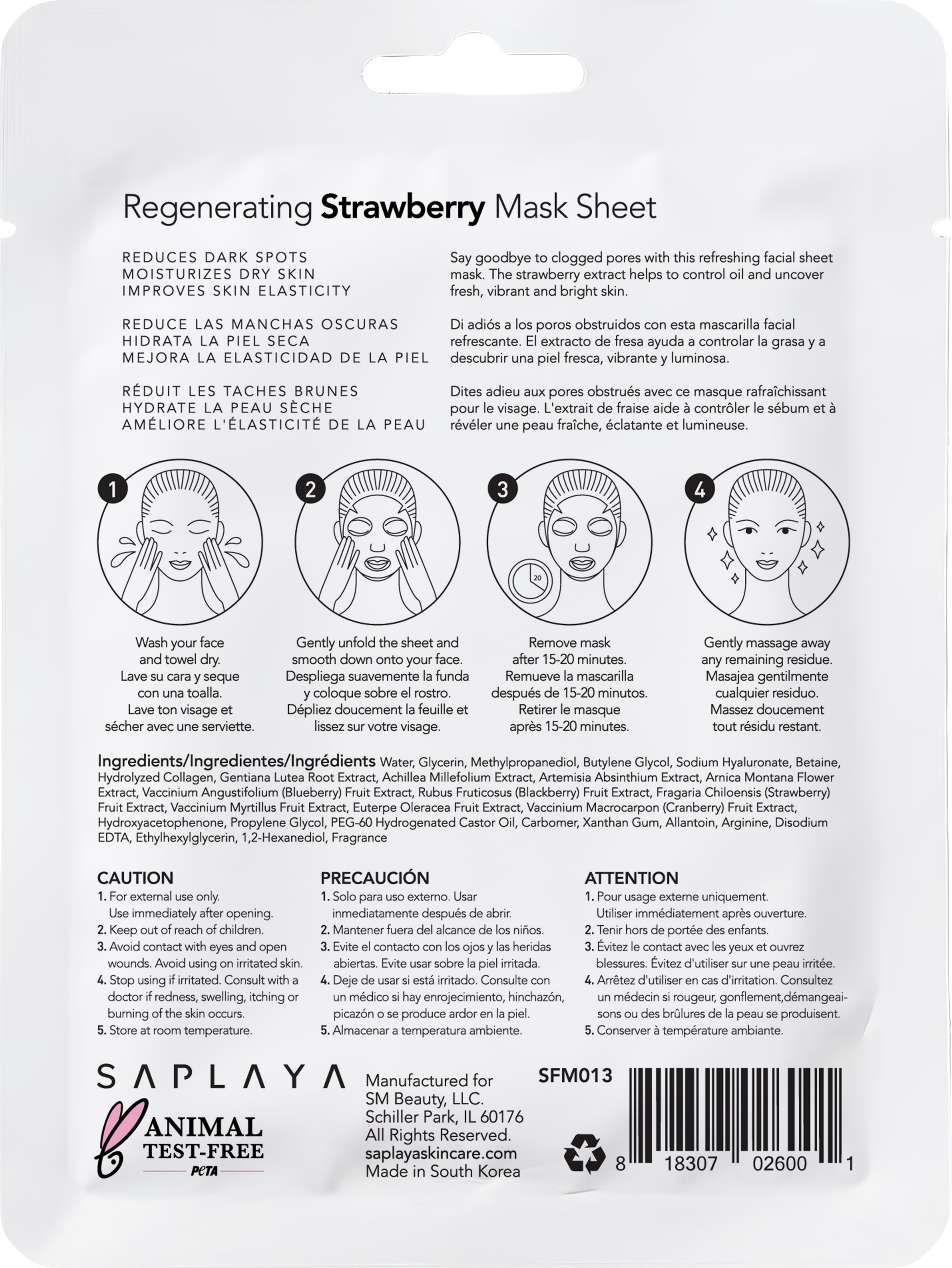 Saplaya - K-Beauty Face Mask Sheets | Strawberry