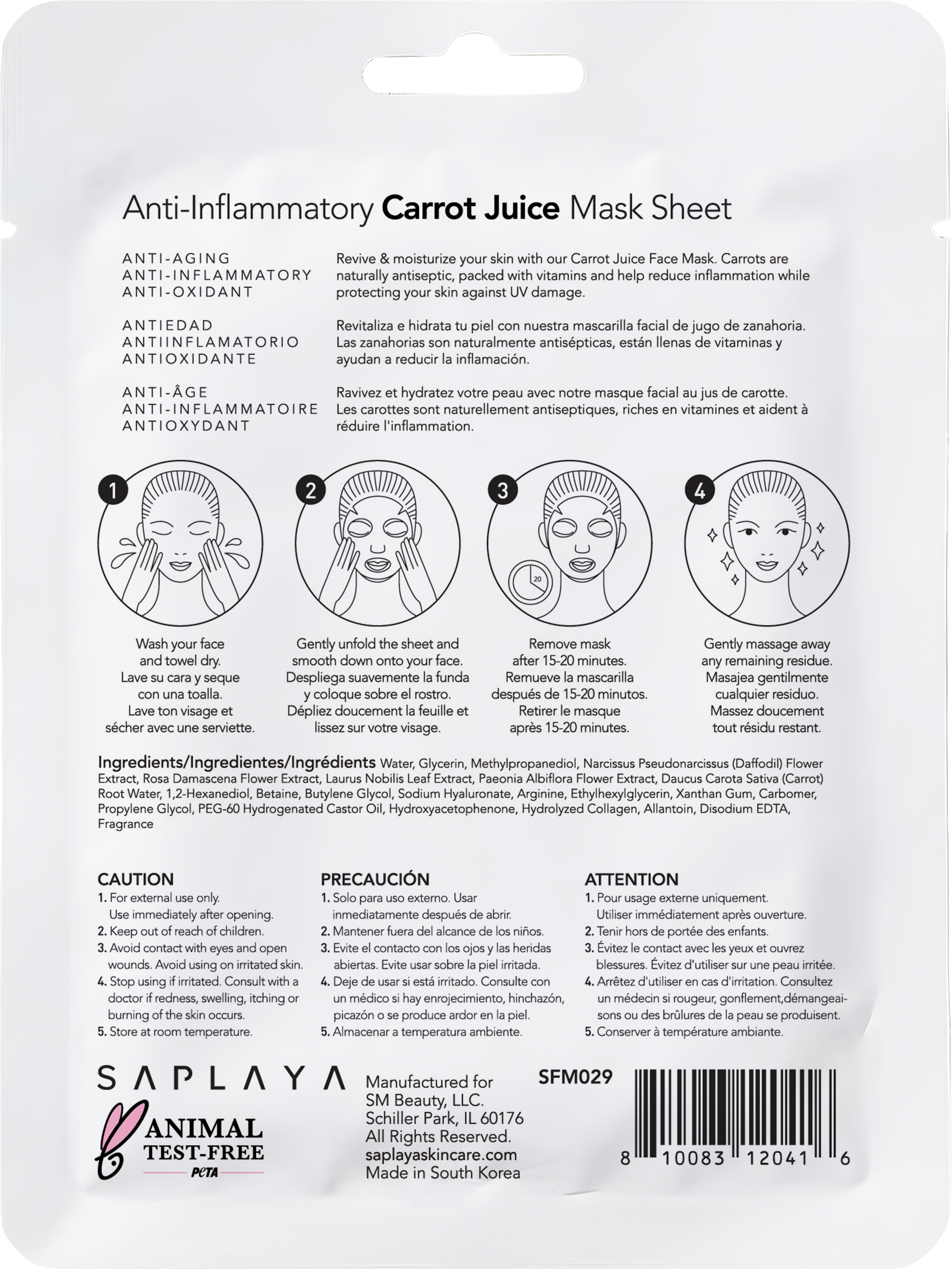 Saplaya - K-Beauty Face Mask Sheets | Carrot