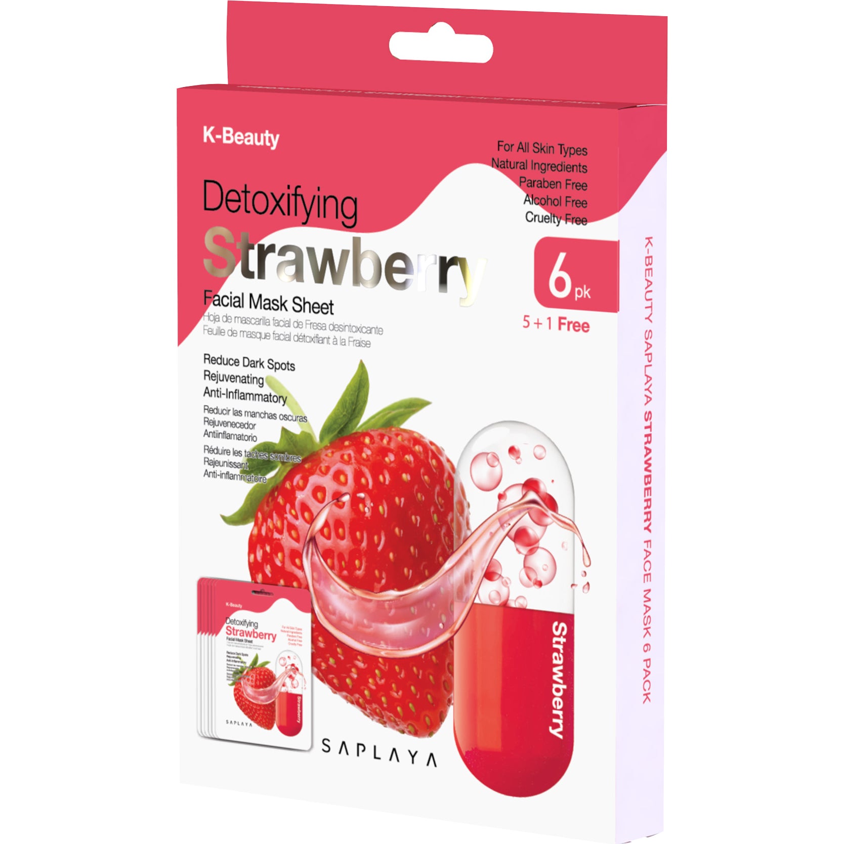 Saplaya - K-Beauty 6-Pack Face Mask Sheets | Strawberry