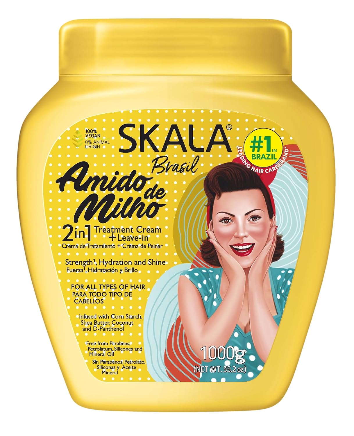 Skala Brasil Amido de Milho 2-in-1 Treatment Cream + Leave-In 1000 g