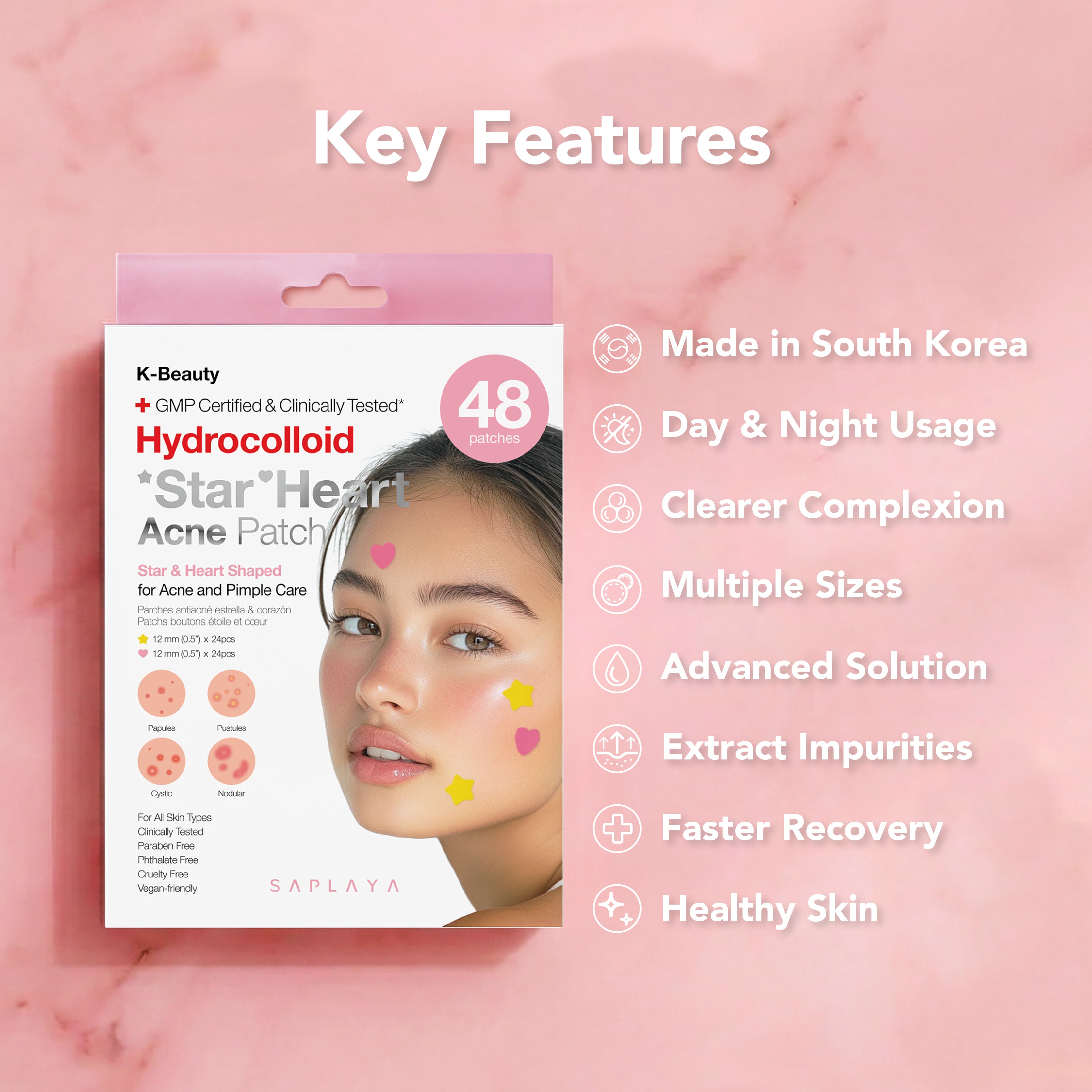 Saplaya - Hydrocolloid ★Star ♥Heart Acne Patch