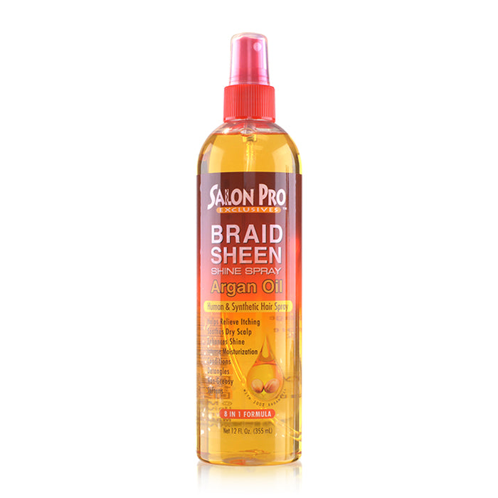 Salon Pro Braid Sheen Shine Spray Argan Oil 12 fl oz