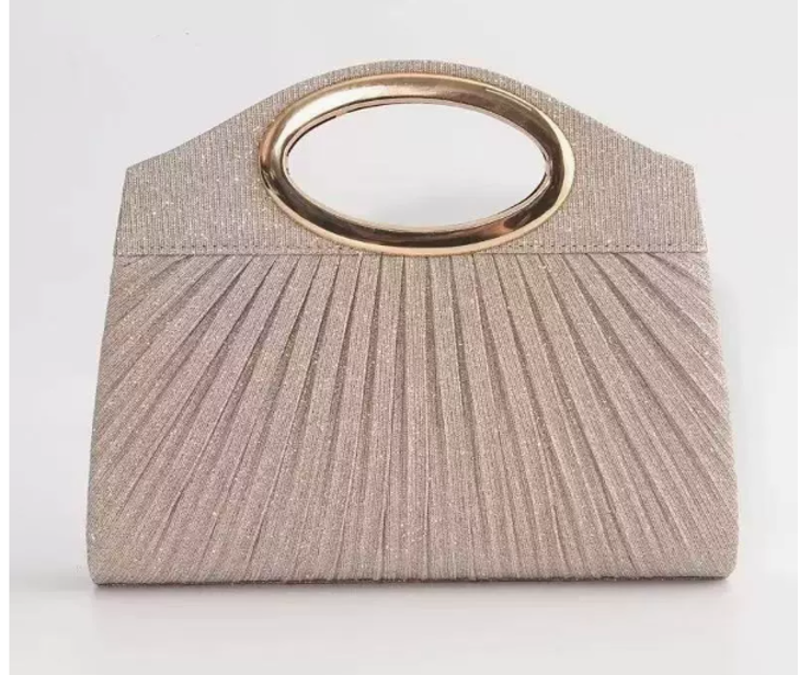 Pleated Ring Handle Evening Bag