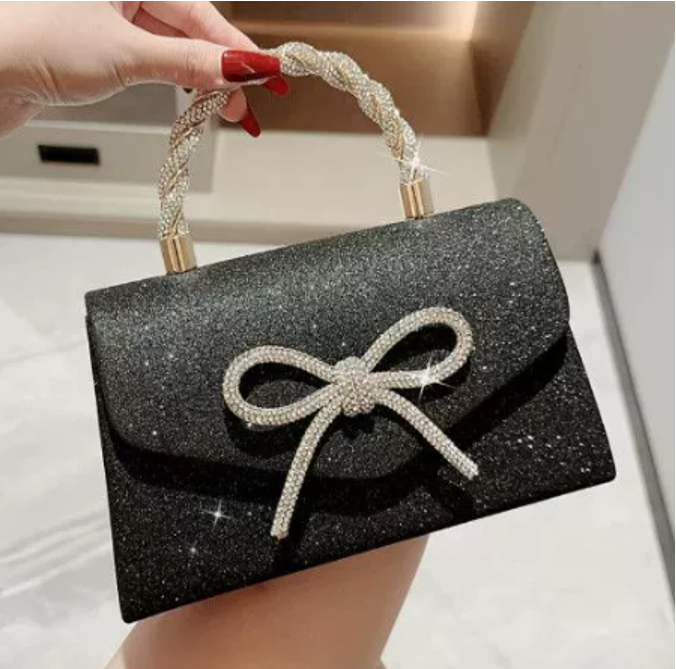 Glitter Bow Evening Bag