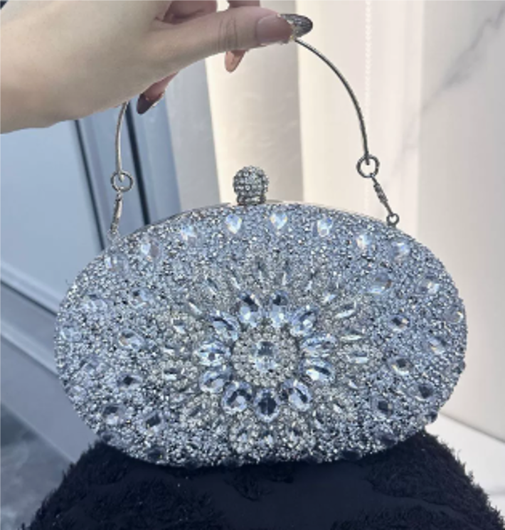 Gemstone Encrusted Oval Evening Clutch