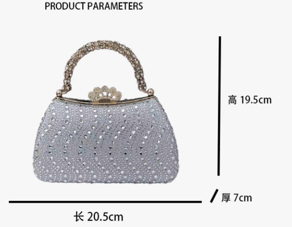 Crystal Embellished Evening Bag with Rhinestone Handle