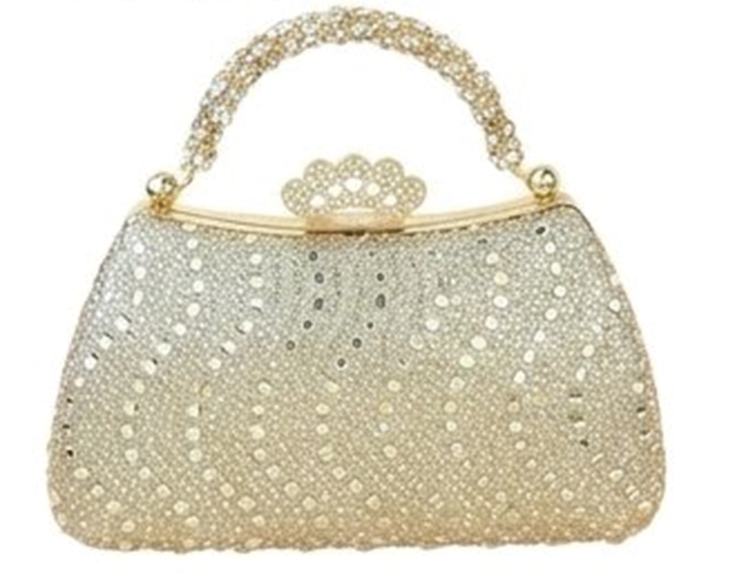 Crystal Embellished Evening Bag with Rhinestone Handle