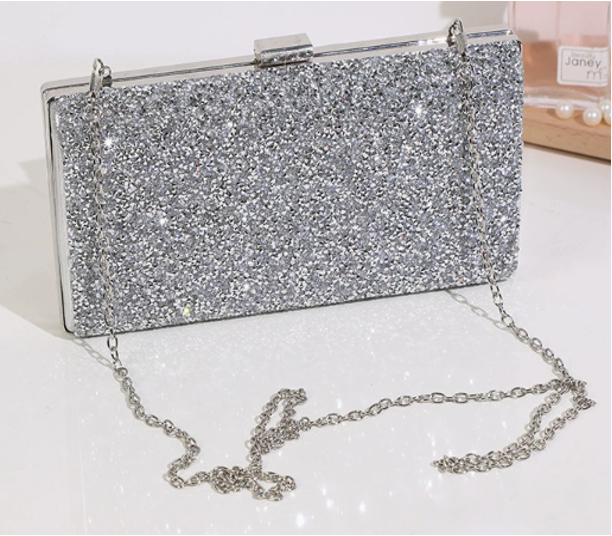 Crystal Rhinestone Hard-Shell Evening Box Clutch