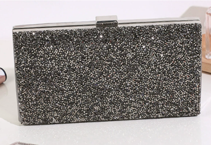 Crystal Rhinestone Hard-Shell Evening Box Clutch