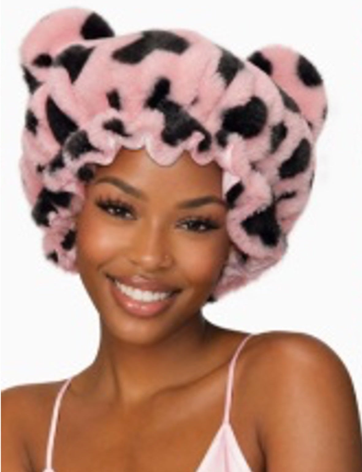 Patterned Satin-Lined Bonnet with Ears