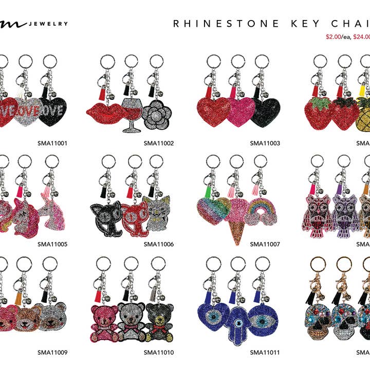 SM Jewelry Rhinestone Keychains