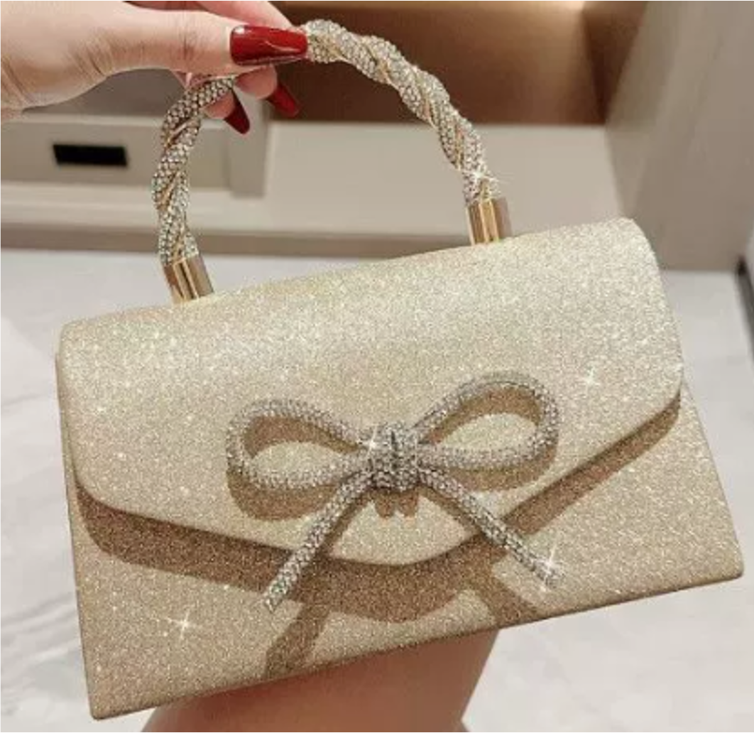 Glitter Bow Evening Bag