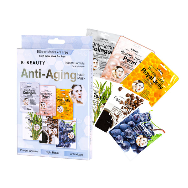 K-Beauty 6-Pack Face Mask Sheets | Anti-Aging