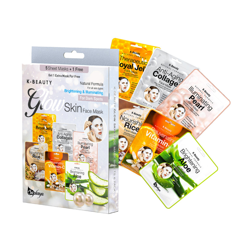 K-Beauty 6-Pack Face Mask Sheets | Glow Skin