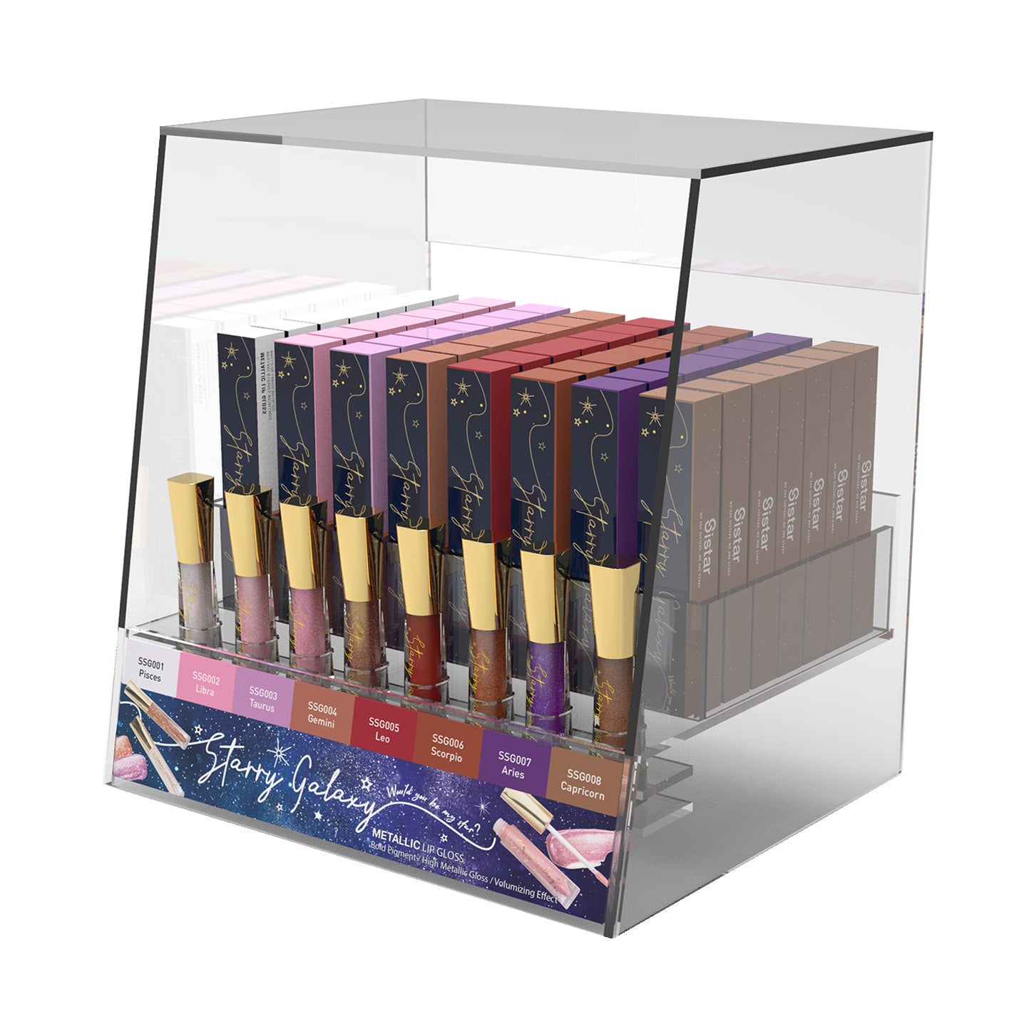 Sistar - Starry Galaxy Metallic Lip Gloss | Acrylic Display